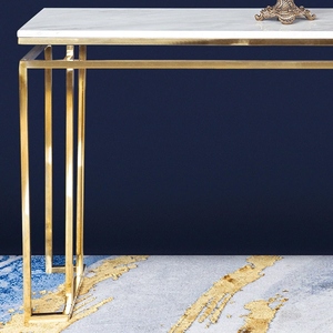 Mesa consola de diseño clásico con detalles de latón con pátina de bronce, mueble de pasillo de diseño contemporáneo. - Product Image 3