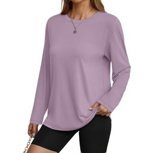 Sudaderas personalizadas para mujer, de felpa francesa suave, cuello redondo, hombros caídos, corte asimétrico, color morado lavanda pastel, cálidas y bonitas. - Product Image 3