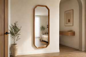 Modern Octagonal Wooden Frame Full Length <b>Wall</b> <b>Mirror</b> Minimalist Aesthetic Dressing Floor <b>Mirror</b> Home Living Room Bedroom Decor - Product Image 6