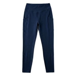 Navy Blue Color <b>Leggings</b> <b>with</b> <b>Pocket</b> High Waist Full Length Knitted Spandex Polyester Breathable Quick Dry Women's Activewear - Product Image 3