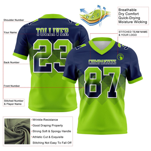เสื้อฟุตบอลอเมริกัน F2WIN โพลีเอสเตอร์ 100% สีกรมท่าเขียวสะท้อนแสง ดีไซน์ตาข่าย แขนสั้น ระบายอากาศได้ดี สายปรับได้ - Product Image 3