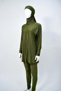 Women Modest Burkini Swimwear Full Body Long Sleeve Solid Swim Suit Beach Pool Wear - Product Image 1