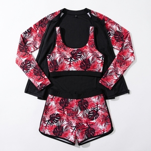 Women's Rashguard Set Long Sleeve UPF50 Sun Protection Eco-Friendly Front <b>Top</b> Shorts Swimming Beachwear Base Layer Compression - Product Image 3