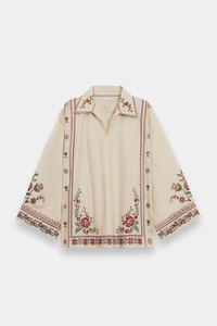 Blusa Étnica Bordada de Algodón para Mujer, Corte Holgado, Estilo Tradicional Indio-Pakistaní, para Fiestas, Sin Arrugas, para Todas las Temporadas - Product Image 2