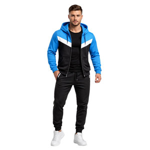 Conjunto Deportivo Premium para Hombre en Azul y Negro con Sudadera con Capucha y Cremallera, y Pantalones Jogger Ajustados - Product Image 4