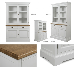 Modern Eco-Friendly Durable Dominic Cabinet Premium Solid Pine Wood 4-Door <b>Sideboard</b> Glass Display Shelves Contemporary Room - Product Image 4