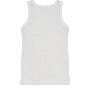 Débardeur côtelé en maille pour femme, blanc chiné, avec bordure contrastante blanche, en coton premium, sans manches, décontracté, respirant, idéal pour l'été - Product Image 2
