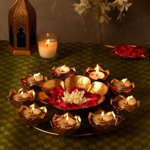 Handcrafted Metal Diya Shape Flower Urli Bowl for Floating Flowers Tea Light Candles Home Office and Diwali Decoration - Product Image 5