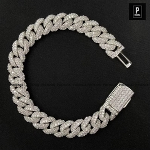 <b>Iced</b> <b>Out</b> Cuban Link Bracelet 925 Sterling Silver Moissanite Diamond Look Bracelet Hip Hop Jewelry Wholesale - Product Image 6