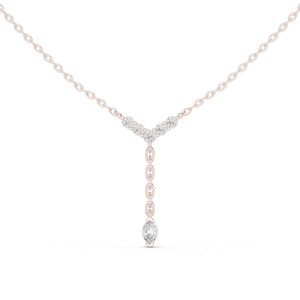 Pendentif en or rose 14 carats avec diamants de laboratoire marquise et ronds pour femme |   Vêtements de mariage |   Nouveau diamant cultivé - Product Image 1