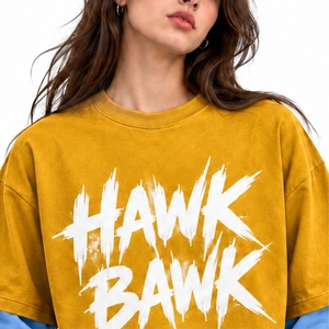 Camiseta de Doble Capa para Mujer, Moderna, con Logotipo Rosa Estampado, Cuello Redondo, Corte Holgado, Manga Corta, Algodón Jersey, para Todas las Temporadas, con Capa de Contraste - Product Image 4