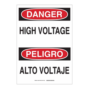 Panneau de signalisation bilingue de danger haute tension pour les zones de sécurité intérieures et extérieures - Product Image 1