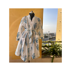 Floral Print 100% Cotton Woven Floor-Length Kimono <b>Robe</b> Women <b>Beach</b> Cover Lightweight Lounge Wear Bathrobe Casual Wrap Dress - Product Image 3