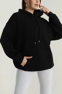 เสื้อสเวตเตอร์ไหมพรมมีฮู้ดสีแดงสำหรับผู้หญิงไซส์พลัส ระบายอากาศได้ดี สวมใส่สบาย แขนยาว ความยาวสั้น สีพื้น เหมาะสำหรับใส่ในฤดูหนาว - Product Image 5