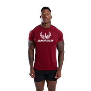 T-shirt de performance bordeaux pour homme en coton premium, coupe athlétique, col rond, pour la gym, l'entraînement et les loisirs - Product Image 3