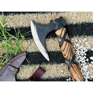 ขวานตอมฮอว์ก Burraq ขนาด 19 นิ้ว ทำมือจากเหล็กกล้าคาร์บอน ด้ามไม้โรสวูด หนังหุ้ม ใบมีดคม 4 1/2 นิ้ว สำหรับงาน DIY อุตสาหกรรม และกิจกรรมกลางแจ้ง - Product Image 6