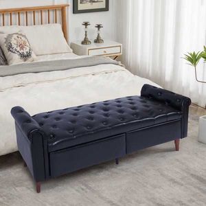 Sgabello Multifunzionale Nero con Braccioli in Pelle PU, Comodo Poggiapiedi per Casa e Hotel, Design Moderno in Materiale MDF - Product Image 1