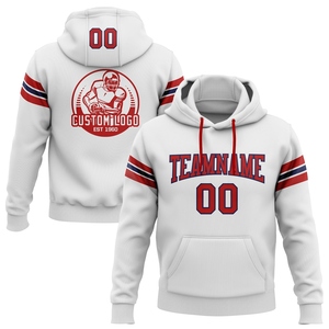 Sweat-shirt à capuche de football pour homme, blanc, rouge et bleu marine, patchwork écologique, nouvelle conception, sur mesure, vente en gros directe - Product Image 1
