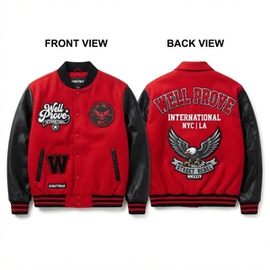 750 GSM Wool Body Breathable Winter Varsity Jacket Royal Blue Chenille <b>Patch</b> Logo Full Sleeve Cotton Lining Front & <b>Back</b> - Product Image 6