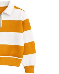 Sudadera Personalizada con Cierre de Cremallera, Rayas Amarillas y Blancas, Cuello Camisero, para Hombre, Estilo Casual, Fabricante OEM - Product Image 4