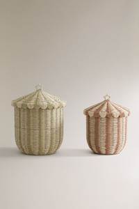 Premium Handwoven Rattan Circus Style <b>Storage</b> Basket with Lid Natural Decorative <b>Hamper</b> for Kids Room and Home Use - Product Image 5