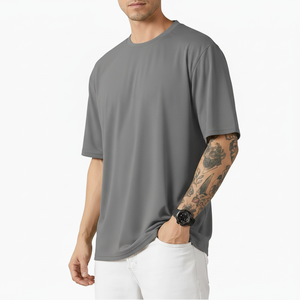 T-shirt épais et lourd en coton uni 300 GSM à manches courtes pour hommes, coupe oversize, personnalisable avec logo, vente en gros - Product Image 1