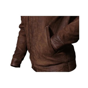 Chaqueta de Cuero Genuino Marrón Desgastado para Hombre, Estilo Motero - Product Image 5