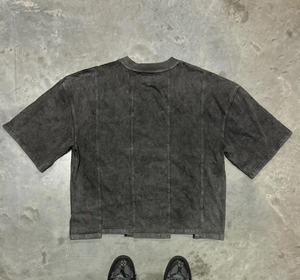 T-shirt Homme en Coton Épais Personnalisable avec Logo, Style Vintage Délavé, Coupe Oversize, Effet Acide, Streetwear, Ample, avec Panneaux - Product Image 5