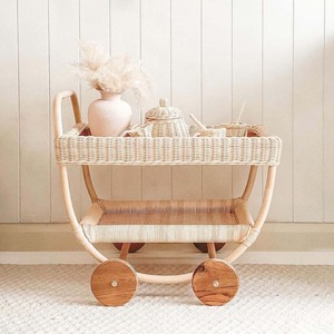 Carrito de juguete de mimbre natural para niños, carrito de comida y té, juguetes para el desarrollo del bebé, fabricante de Vietnam - Product Image 4