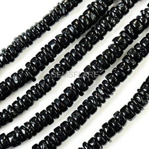 Cuentas Heishi de ónix negro natural, cuentas lisas de ónix negro de 6 mm, cuentas planas de ónix negro, cuentas de piedras preciosas negras para la fabricación de joyas - Product Image 6