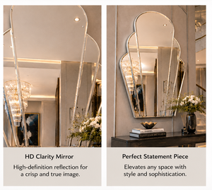 Frameless Wall Mirror Arch Arched Design Decorative Mirror Bathroom Bedroom Living Room Modern Stylish Wall Mounted 24*26 Inch - Product Image 2