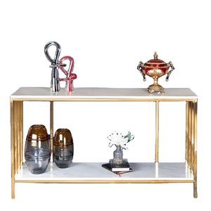 Superbe table en métal avec dessus en marbre pour la maison hôtel salon Tables d'appoint décor Tables de couleur or et noir Meubles latéraux modernes - Product Image 1