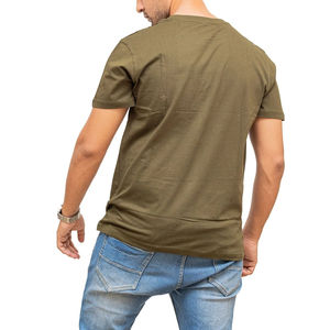 Camiseta de Manga Corta para Hombre, 350G, 100% Algodón, Color Tierra, Cuello Medio Alto, Hombros Caídos - Product Image 4