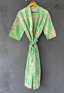 Albornoz Kimono de Algodón con Estampado Floral y Cuello en V para Mujer, Manga Larga, Ajuste Holgado, Ligero y Transpirable, Venta al por Mayor - Product Image 3