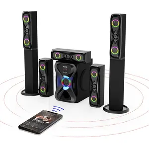 Harga grosir Speaker Bluetooth nirkabel Multimedia 5.1 pengeras suara FM Radio USB sistem Home Theater