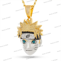 Collier pendentif visage de personnage d'anime avec finition argentée et moissanite, bijou de luxe hip-hop glacé, idéal pour les fiançailles, unisexe