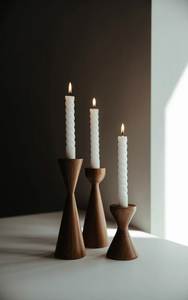 Handmade <b>Wooden</b> Tapered Candle Holder <b>Candlestick</b> Stand Natural Finish Custom Antique Handcrafted Tabletop Centerpiece Christmas - Product Image 3