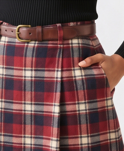 Jupe en flanelle pour femmes, longueur genou, décontractée, 100% coton, ajustée, pour l'hiver, style streetwear, jupe tendance, à porter au quotidien - Product Image 5