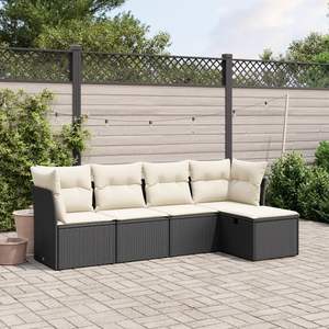 Grand ensemble de canapés de jardin modulaires en rotin PE noir, élégant et durable, mobilier d'extérieur - Product Image 1