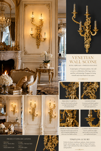 Grand European Venetian Baroque Luxury <b>Wall</b> <b>Sconce</b> Ornate Decorative <b>Wall</b> <b>Light</b> with Elaborate Mirror Detailing, Premium Brass - Product Image 5