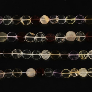 Perles en pierres précieuses naturelles multicolores, forme de pièce de monnaie, prix de gros, perles rondes polies en vrac pour la fabrication de bijoux - Product Image 4
