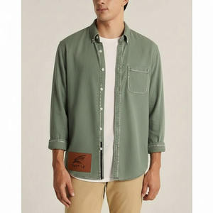 OEM Custom <b>Men's</b> Casual <b>Denim</b> Long Sleeve <b>Shirt</b> Breathable Summer Customized Logo Print Pattern Made Polyester - Product Image 2