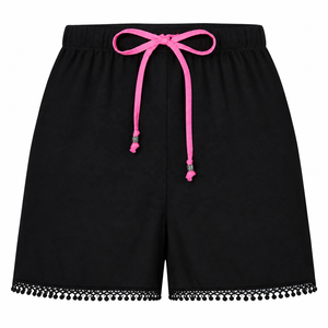 High <b>Waist</b> Skinny Fit <b>Elastic</b> <b>Waist</b> Women's Shorts - Product Image 1