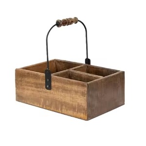 Rectangle Shape 3 Compartments Cutlery Holder <b>Caddy</b> In Wood For Home Hotel Restaurant Table Top Decoration And Serving Use <b>Caddy</b> - Product Image 5