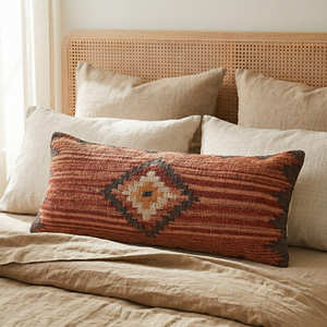 Housse de coussin décorative Kilim à blocs de couleur pour lit, grandes coussinères lombaires pour un style côtier et contemporain - Product Image 6