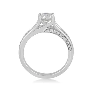 Anillo de Compromiso con Diamante Cultivado en Laboratorio EtherStar Jewels LRG-1023, Oro Blanco de 18K con Baño de Rodio, Lujoso, 1.30ctw E VS, Certificado IGI - Product Image 3