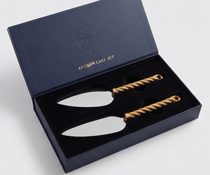Elegant Gold Rope Handle Cake Knife And Server Set Stainless Steel Non-Stick 2 Piece Cake <b>Tools</b> Premium For Parties And Hotel - Product Image 3