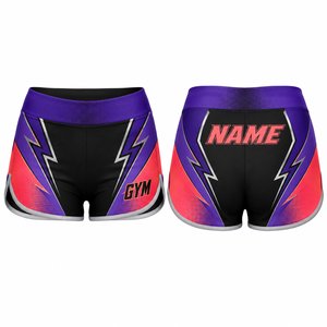 Shorts de sport taille haute pour femme avec cordon de serrage, respirants, séchage rapide, en Spandex, couleurs unies : violet, noir, rouge - Product Image 1