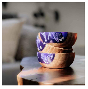 Designer Resin & Wood Serving Bowl Dishwasher Safe Customizable Color Luxury Serving Bowl 3 Pieces <b>Set</b> At <b>Cheap</b> Price - Product Image 3