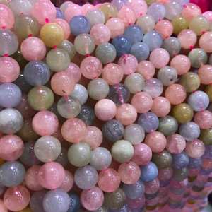 Cuentas de cristal de morganita genuinas, cuentas redondas de piedra energética natural para la fabricación de joyas y manualidades DIY - Product Image 5